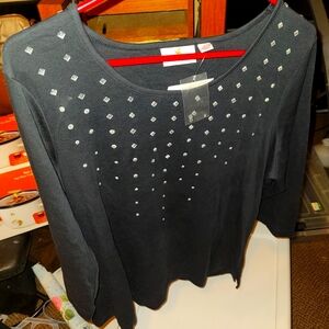 NWT Quaker Factory blouse with diamond gemstones